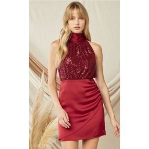 Entro Red Satin and Sequin Dress Size M and L NWT